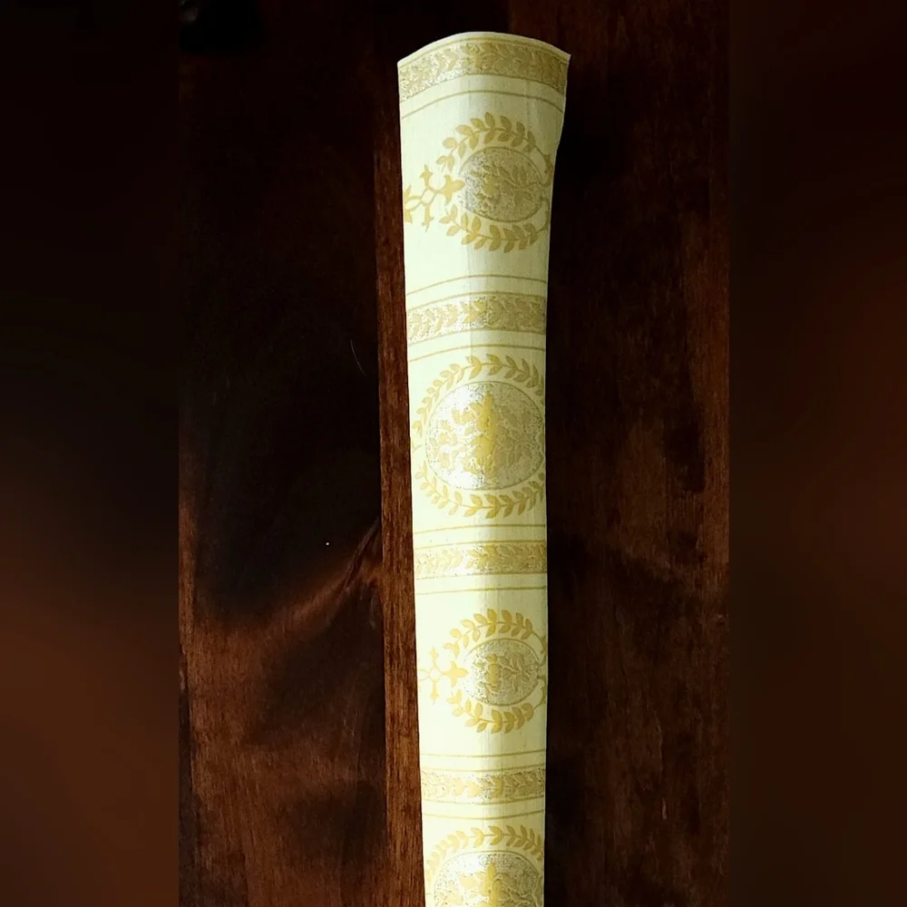 Vintage 1960s 1970s Royal Yellow Damask Victorian Wall Paper Roll